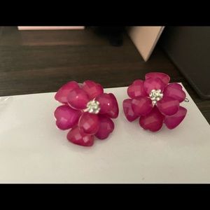 Pink floral stud earrings